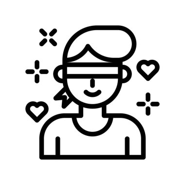 Aşk kör vektördür, Valentine ve aşkla ilgili çizgi simgesidir.