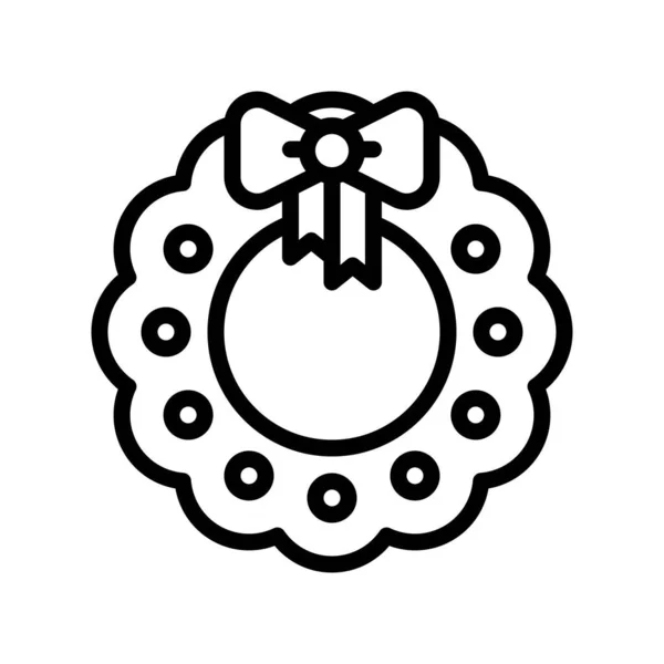 Christmas Wreath Vector Illustration Line Style Icon — 스톡 벡터