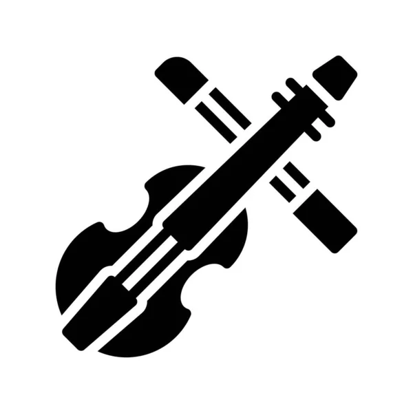 Instrumento Música Violino Relacionado Entretenimento Com Vetores Vara Design Sólido —  Vetores de Stock