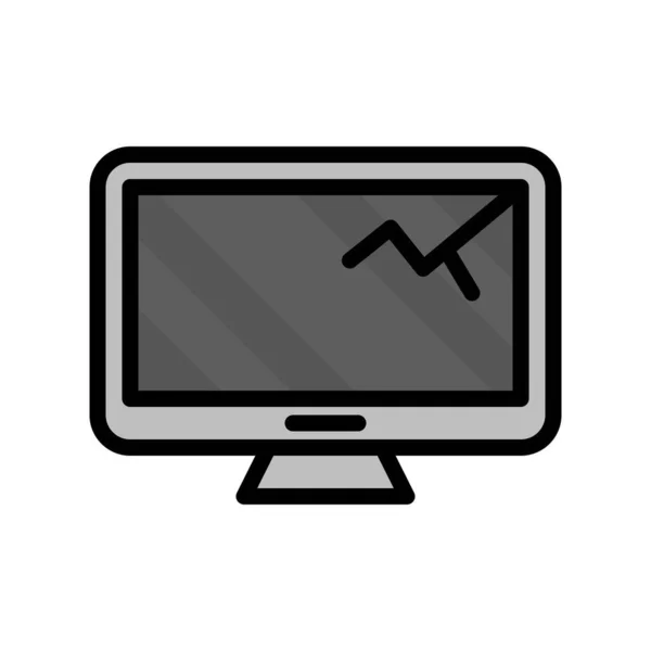 Monitor Computador Vetor Dispositivo Eletrônico Estilo Preenchido Ícone Curso Editável — Vetor de Stock