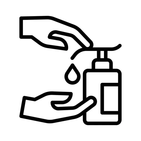 Lavage Des Mains Hygiène Liée Alcool Désinfectant Bouteille Main Appuyez — Image vectorielle