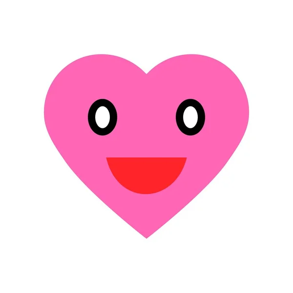 Heart Emoticon Vektor Illustration Isolerad Platt Design Ikon — Stock vektor