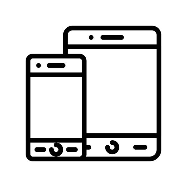Smartphone Avec Vecteur Tablette Dispositif Électronique Style Ligne Icône Course — Image vectorielle