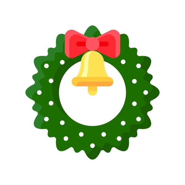 Christmas Wreath Vector Illustration Flat Style Icon — 스톡 벡터