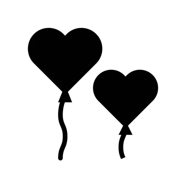 Hjärtballong Vektor Valentine Och Kärlek Relaterade Fast Stil Ikon — Stock vektor