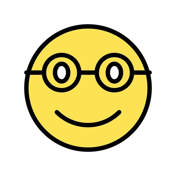Cara Sonriente Con Ilustración Vectores Gafas Diseño Rellenado Icono Contorno — Archivo Imágenes Vectoriales