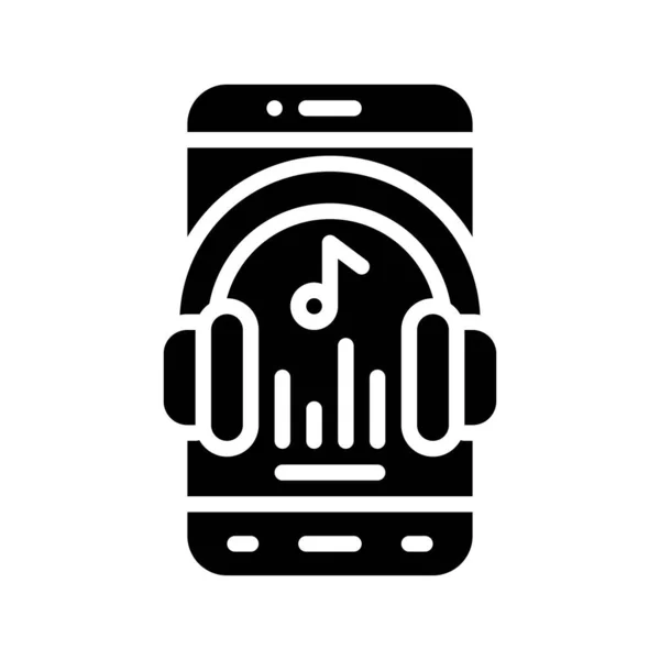Alkalmazás Ikonok Készlet Kapcsolódó Mobiltelefon Képernyő Fejhallgató Gombok Vektorok Szilárd — Stock Vector