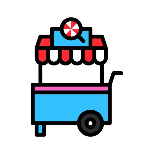 Candy Cart Illustration Vectorielle Icône Style Rempli Contour Modifiable — Image vectorielle