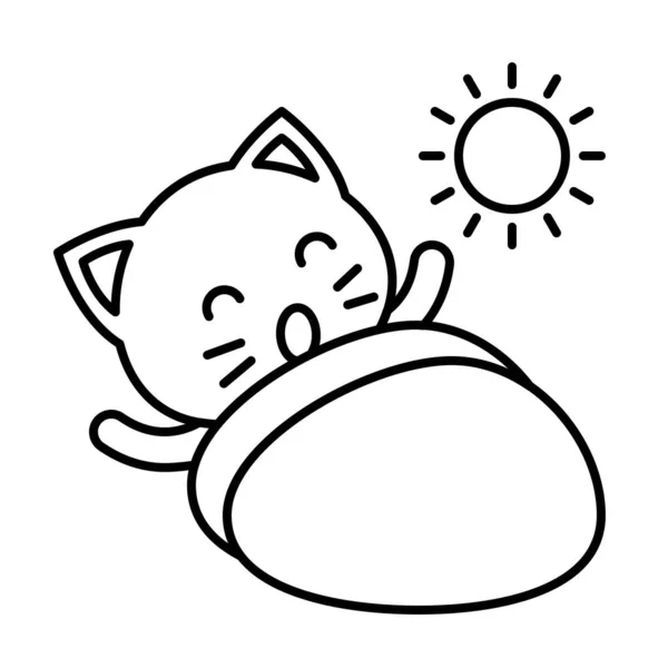 可爱猫化身矢量图解 线条风格图标可编辑笔划 — 图库矢量图片