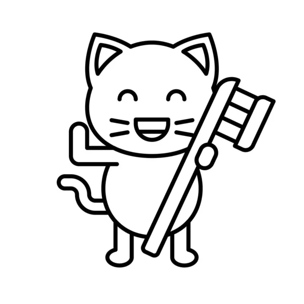 Cute Cat Avatar Vector Illustration Line Style Icon Editable Stroke — 스톡 벡터