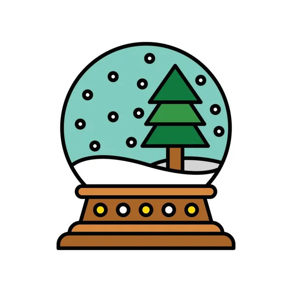Árvores Globos Natal Vectores Que Caem Neve Desenhos Cheios — Vetor de Stock