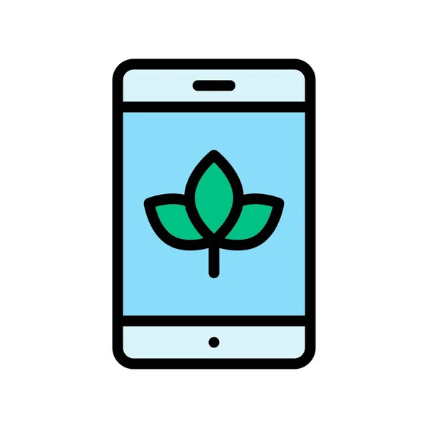 Düzenlenebilir Felçli Cep Telefonu Vektöründe Çevreyle Ilgili Yapraklar Veya Çiçekler — Stok Vektör