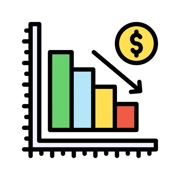 Gazdasági Recesszióval Kapcsolatos Grafikon Nyíl Dollár Jel Vektorok Szerkeszthető Stroke — Stock Vector