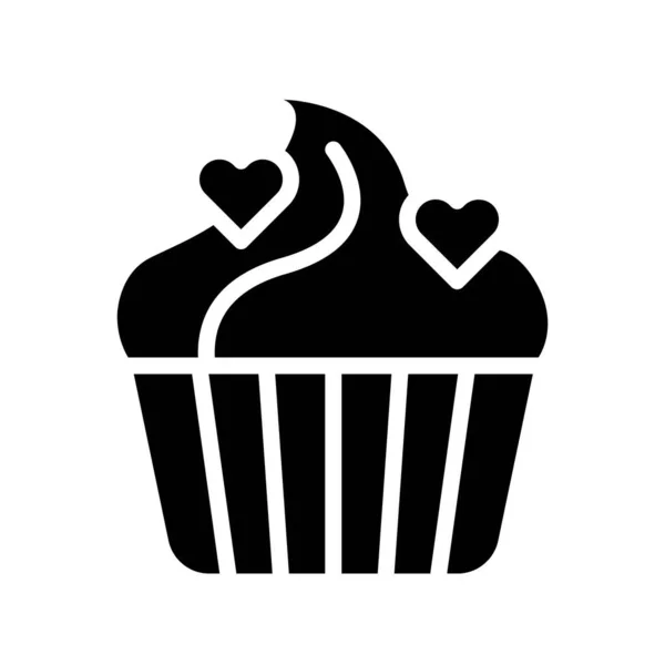 Cupcake Vector Illustratie Isolated Solid Design Icon — Stockvector