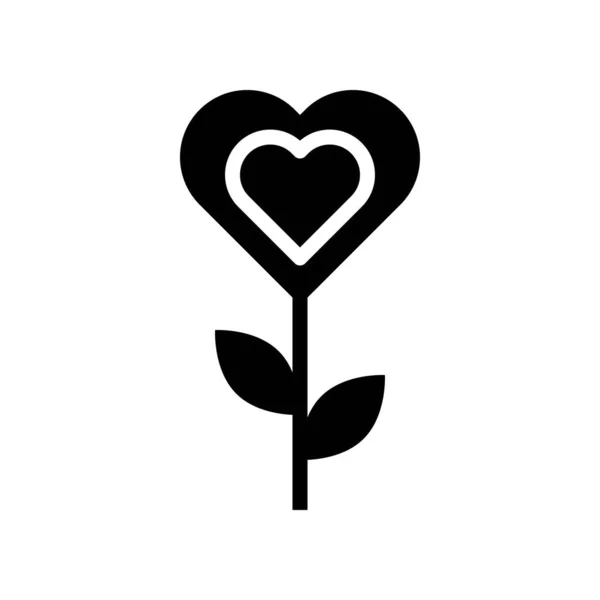 Vecteur Fleurs Icône Style Solide Liée Saint Valentin Amour — Image vectorielle