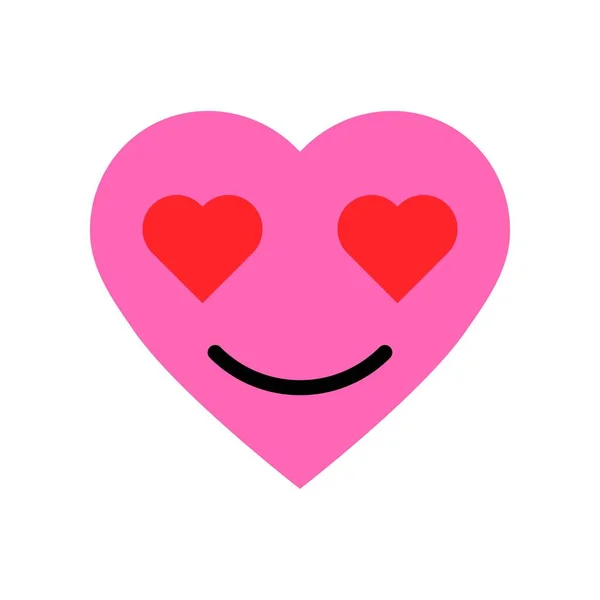 Corazón Emoticono Vector Ilustración Icono Diseño Plano Aislado — Archivo Imágenes Vectoriales