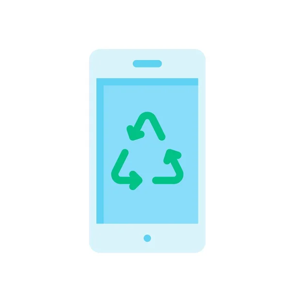 Milieugerelateerd Recyclingbord Mobiele Schermvector Platte Stijl — Stockvector