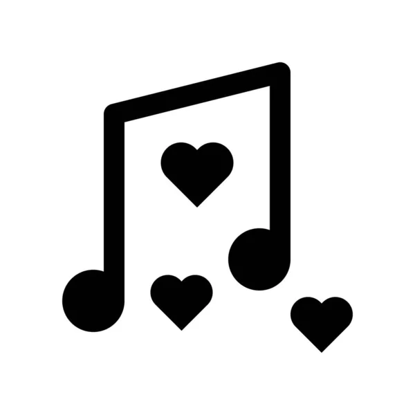 Müzik Notası Vektörü Valentine Aşk Ilişkili Katı Biçim Simgesi — Stok Vektör