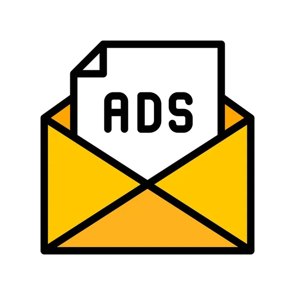 Advertising Mail Vector 디지털 마케팅 Digital Marketing Full Style Icon — 스톡 벡터