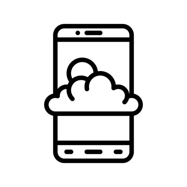アプリケーションアイコンは 関連する携帯電話の画面に雲 ボタンベクトルを線型で設定します — ストックベクタ