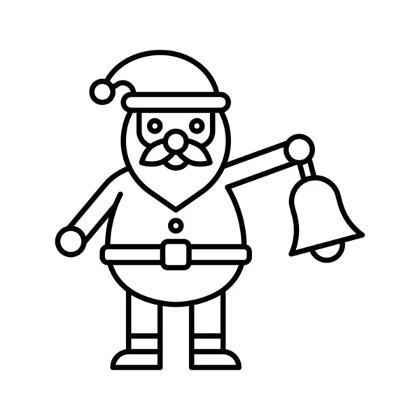 Santa Claus Halten Glocke Vektor Weihnachten Verwandte Linie Symbol — Stockvektor