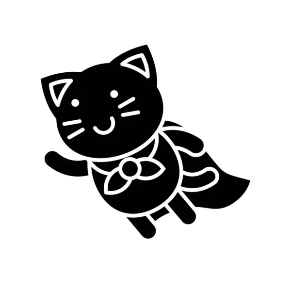 Cute Cat Avatar Vetor Ilustração Ícone Estilo Sólido — Vetor de Stock