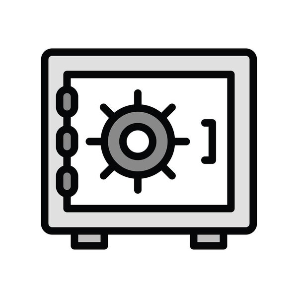 finance banking and money related safety locker vector in editable stroke