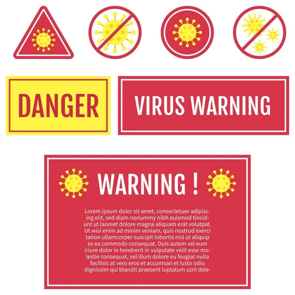 Coronavirus Enfermedades Infecciosas Peligro Precauciones Advertencia Virus Síntomas Con Signos — Archivo Imágenes Vectoriales