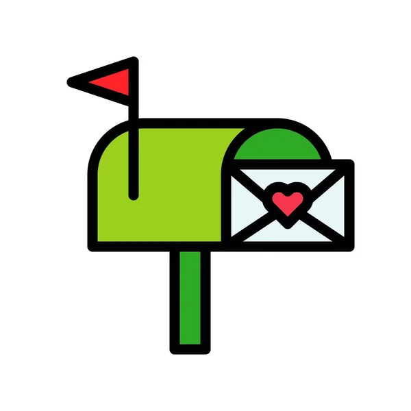 Mailbox Vektor Valentinstag Und Liebe Verwandte Gefüllte Umrisse Stil Symbol — Stockvektor