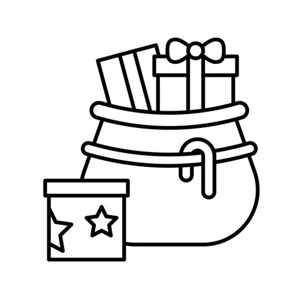 Gift Box Christmas Bag Vector Christmas Day Related Line Icon — 스톡 벡터