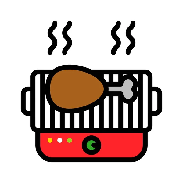 Barbecue Grill Vecteur Barbecue Lié Conception Remplie Icône Course Modifiable — Image vectorielle