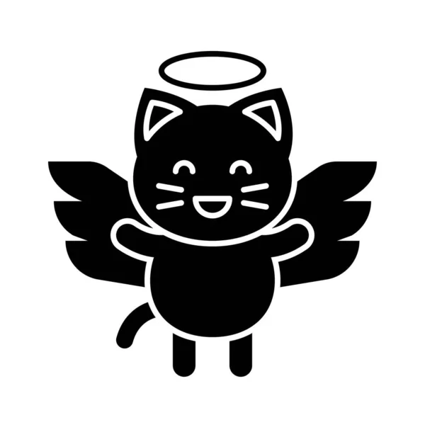 Cute Cat Avatar Διανυσματική Απεικόνιση Στερεό Στυλ Εικονίδιο — Διανυσματικό Αρχείο