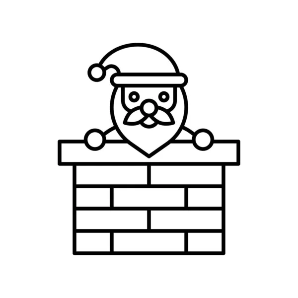 Père Noël Dans Vecteur Cheminée Icône Ligne Liée Jour Noël — Image vectorielle