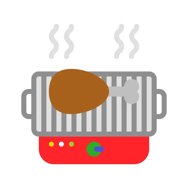 Barbecue Grill Vecteur Barbecue Icône Design Plat Liée — Image vectorielle