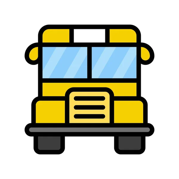 Školní Autobus Vektor Zpět Školy Plněné Styl Ikona — Stockový vektor