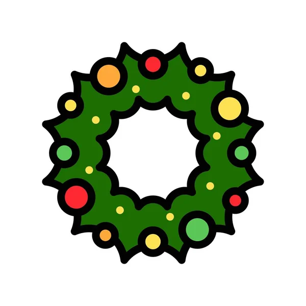 Christmas Wreath Vector Illustration Full Style Icon — 스톡 벡터