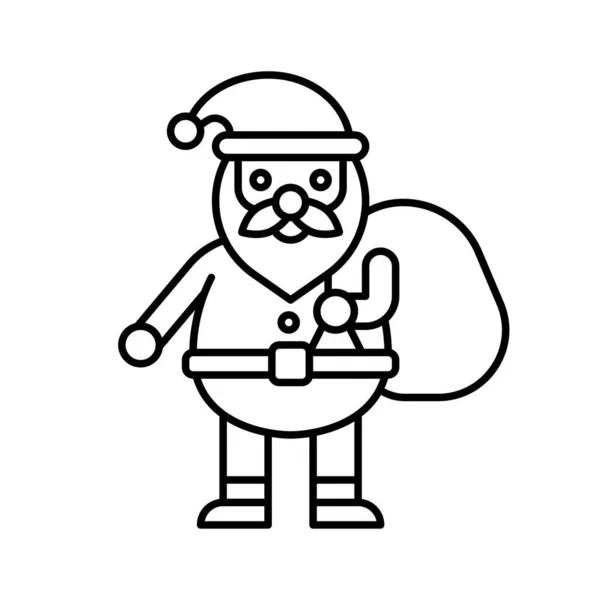 Kerstman Met Big Bag Vector Kerstdag Gerelateerde Lijn Pictogram — Stockvector