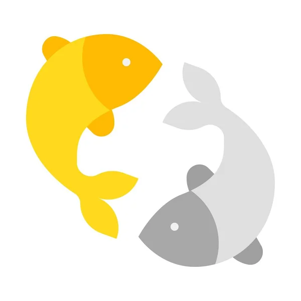 Peixe Dourado Vetor Peixe Prateado Ícone Estilo Plano Ano Novo — Vetor de Stock