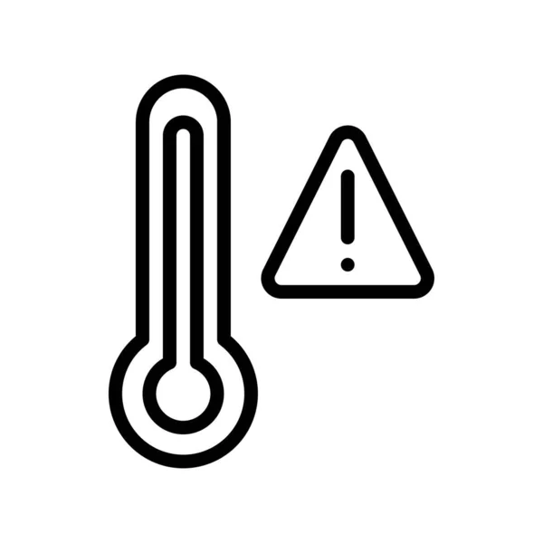 Klimabezogenes Thermometer Mit Stopp Oder Warnsignalvektor Linearen Stil — Stockvektor
