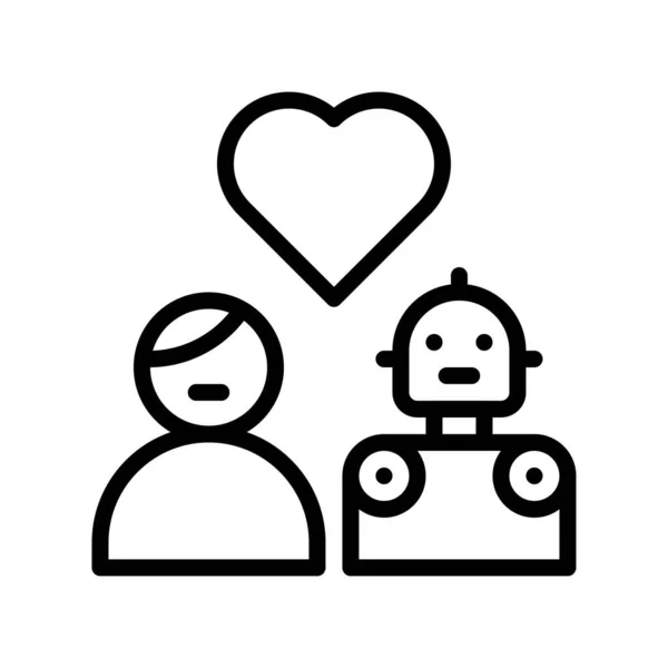 Homme Amoureux Vecteur Robot Icône Style Ligne Liée Robotique — Image vectorielle