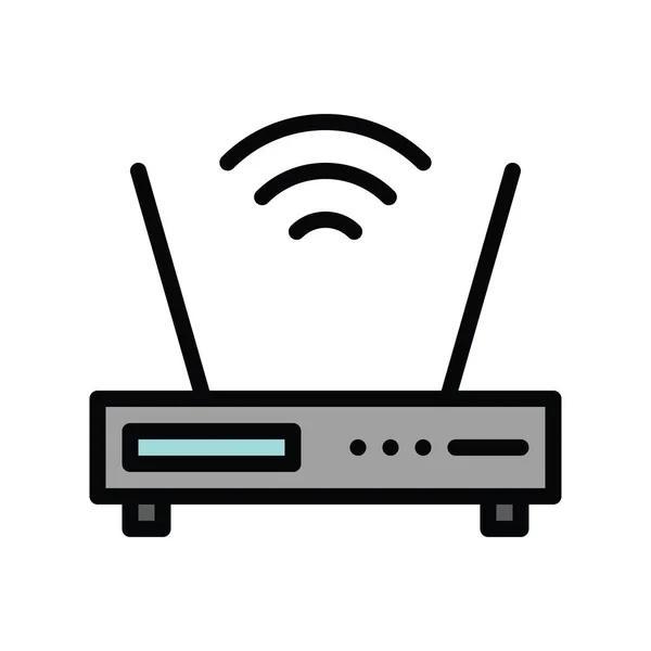 Fernseher Und Technologie Verwandte Wifi Router Vektoren Editierbaren Strichen — Stockvektor