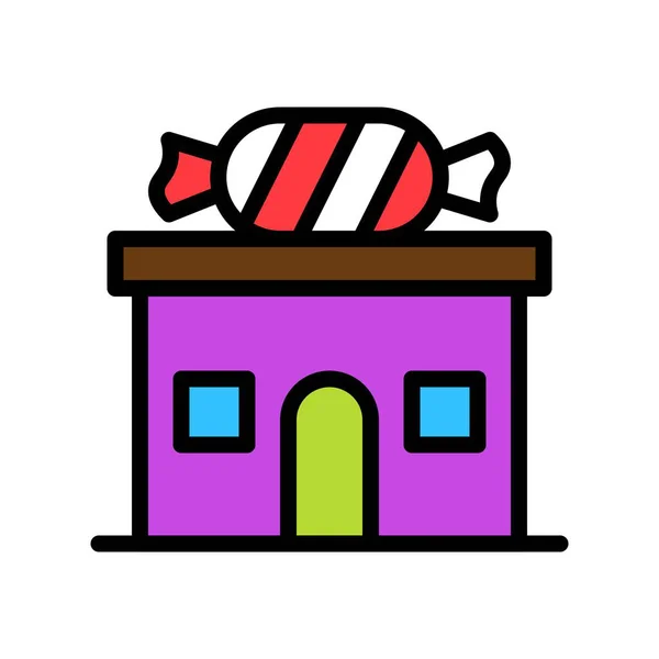 Candy Shop Vektorové Ilustrace Vyplněný Styl Ikony Upravitelný Obrys — Stockový vektor