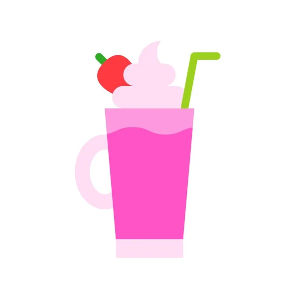 Erdbeer Milchshake Vektorillustration Getränkeflache Design Ikone — Stockvektor