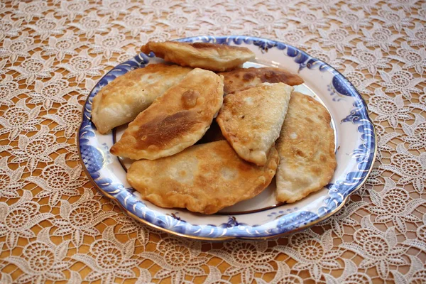 Tarte Viande Dans Une Assiette — Photo