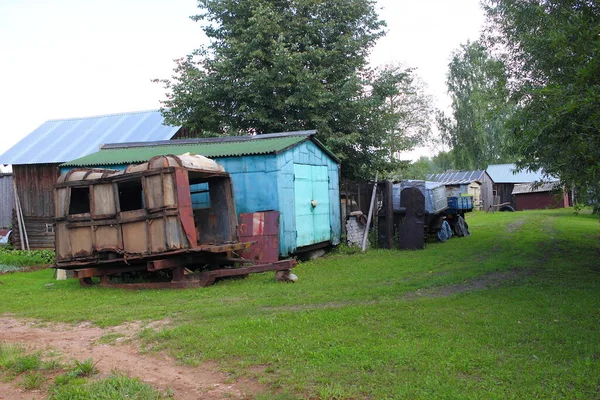 Remorque Faite Maison Vieux Bus Dans Village — Photo