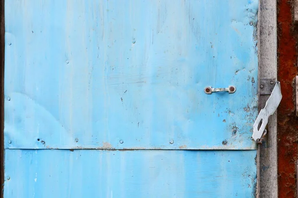 Puerta Vieja Metal Azul Edificio Abandonado — Foto de Stock