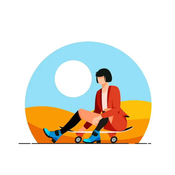 Man Skateboard Vector Illustration Personaje Masculino Montando Elemento Diseño Tablero — Vector de stock