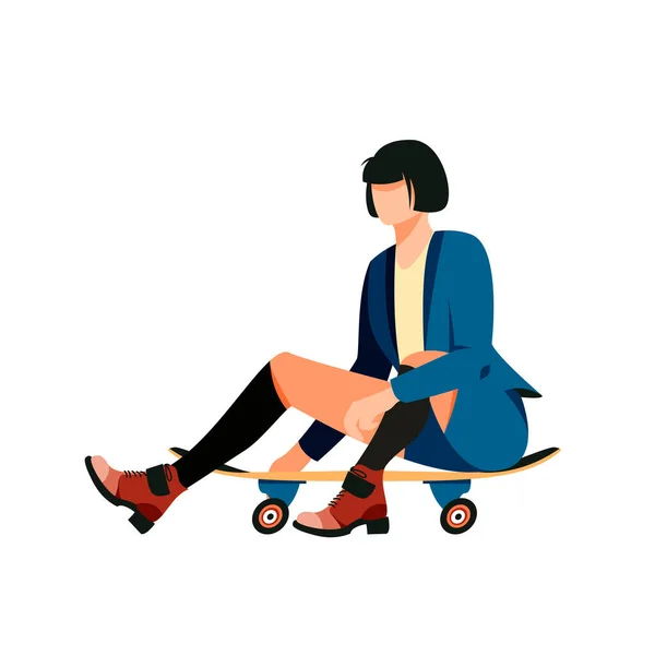 Isolé Sur Une Femme Blanche Assise Sur Une Illustration Vectorielle — Image vectorielle