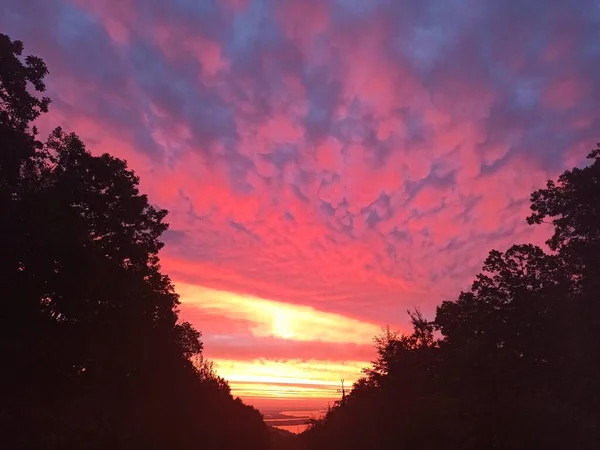 Carretera Hermoso Amanecer Rusia — Foto de Stock