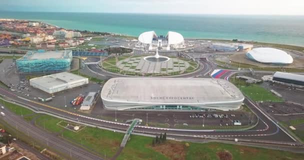 Adler Ryssland Sotjis Olympiska Parken Och Formel Spår Från Flygfoto — Stockvideo